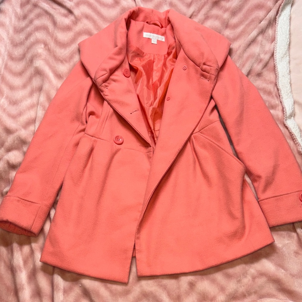New York & Company Coral Pea Coat